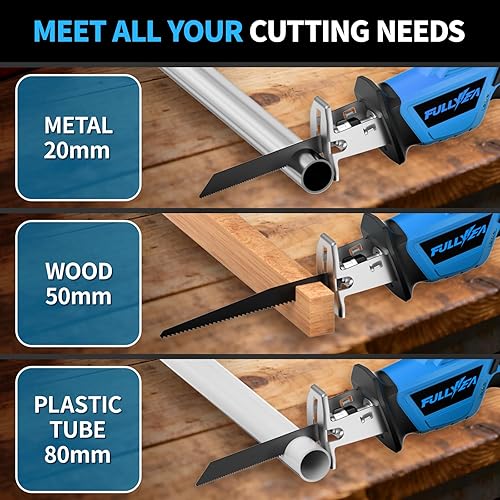 Miniatura 8 de Sierra recíproca inalámbrica, 0-3500SPM Sierras alternativas de velocidad variable con 2 baterías, 4 hojas de sierra, cambio de hoja sin