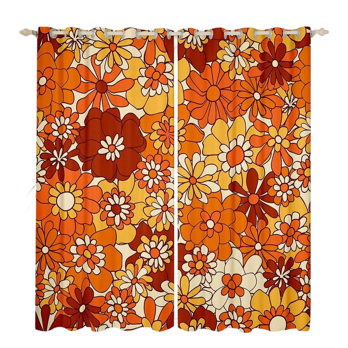 Rideaux occultants pour chambre lumineuse : la solution déco bohème orange et marron