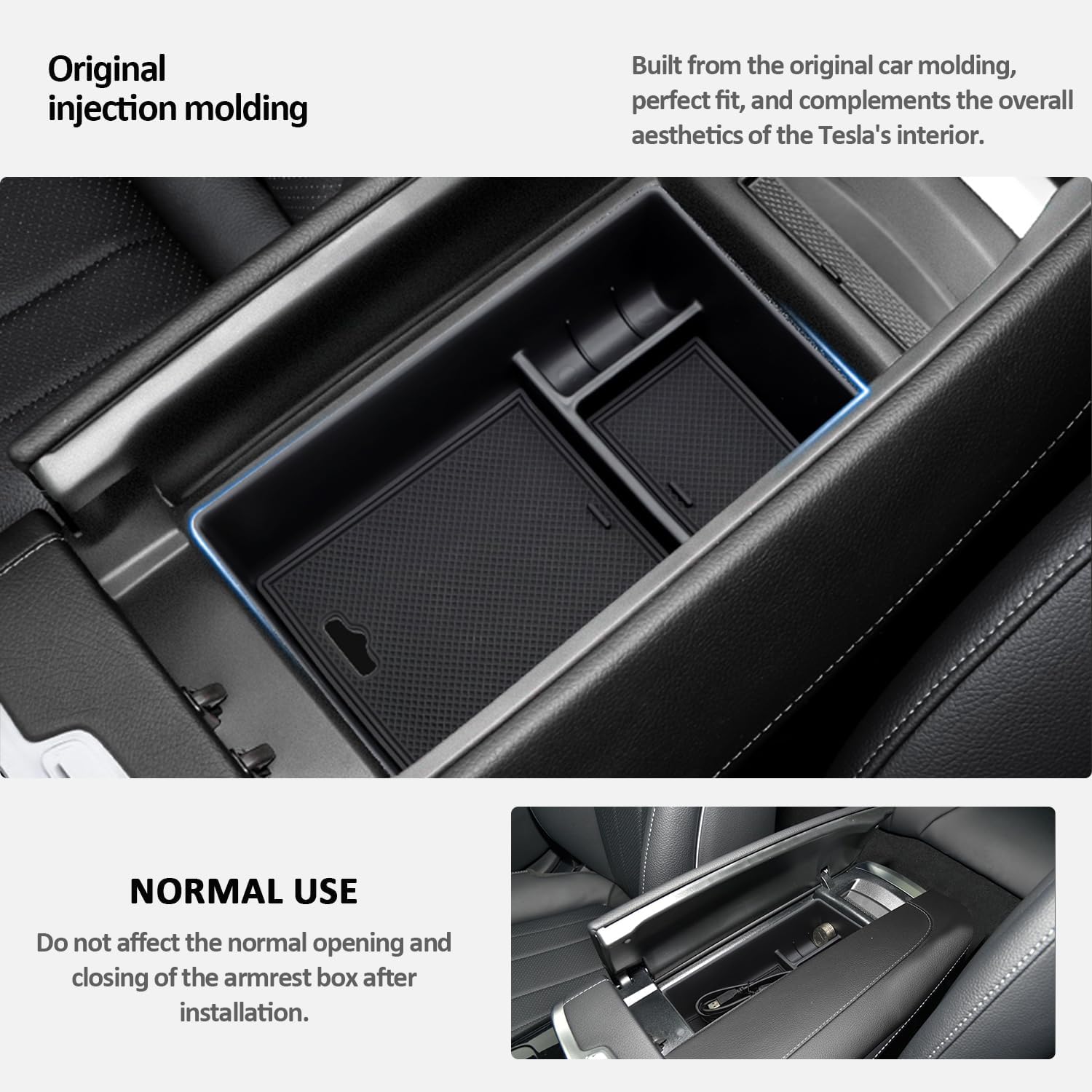 Center Console Accessory Organizer for 2023 Mercedes Benz EQE350,Armrest Storage Box Insert Tray Compatible with Mercedes Benz EQE350 EQE350+ EQE500 EQS 450+ 400 580 AMG 2023+Interior Accessory
