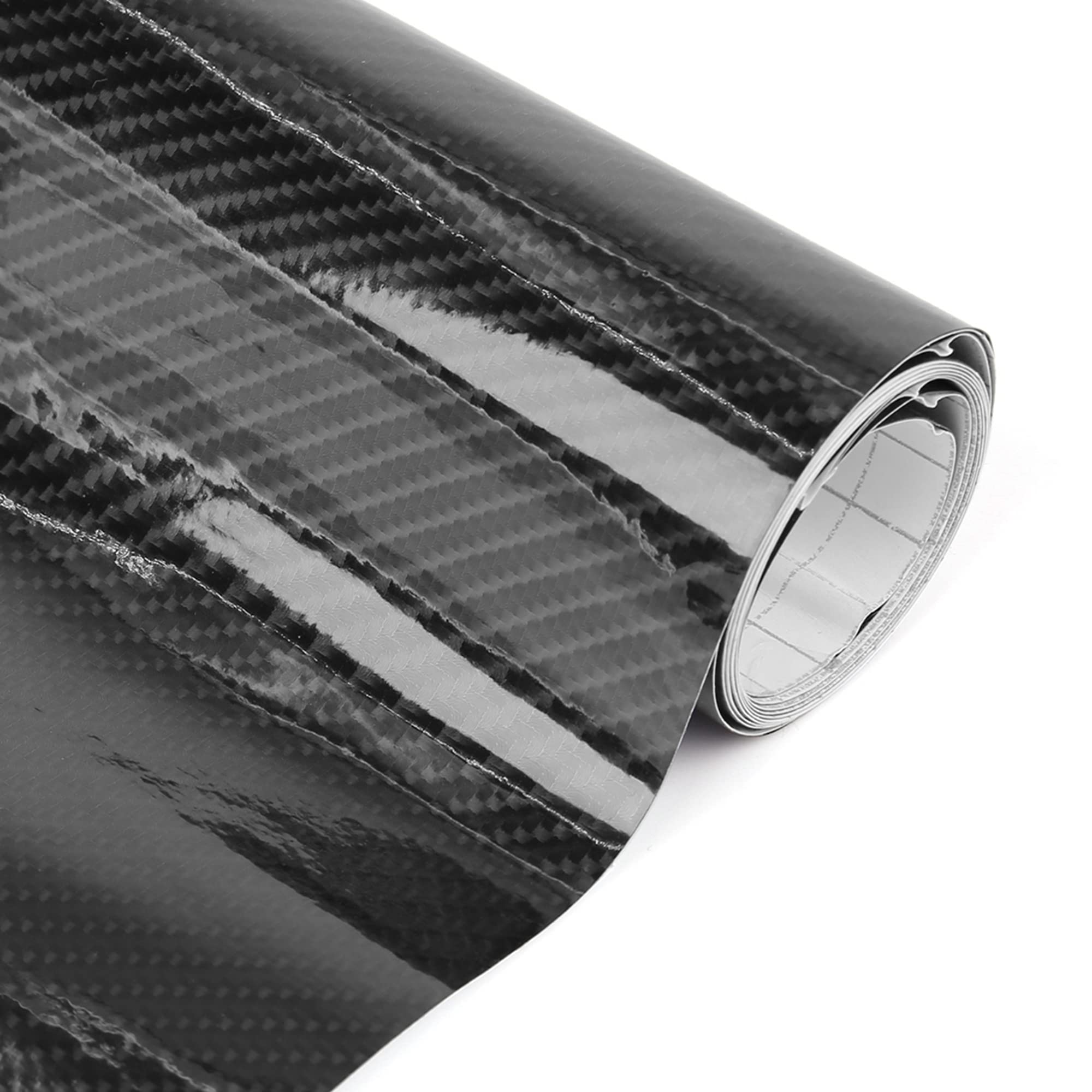 uxcell Film vinyle autocollant extensible en fibre de carbone 6D sans bulles pour voiture, 152 x 60 cm, noir