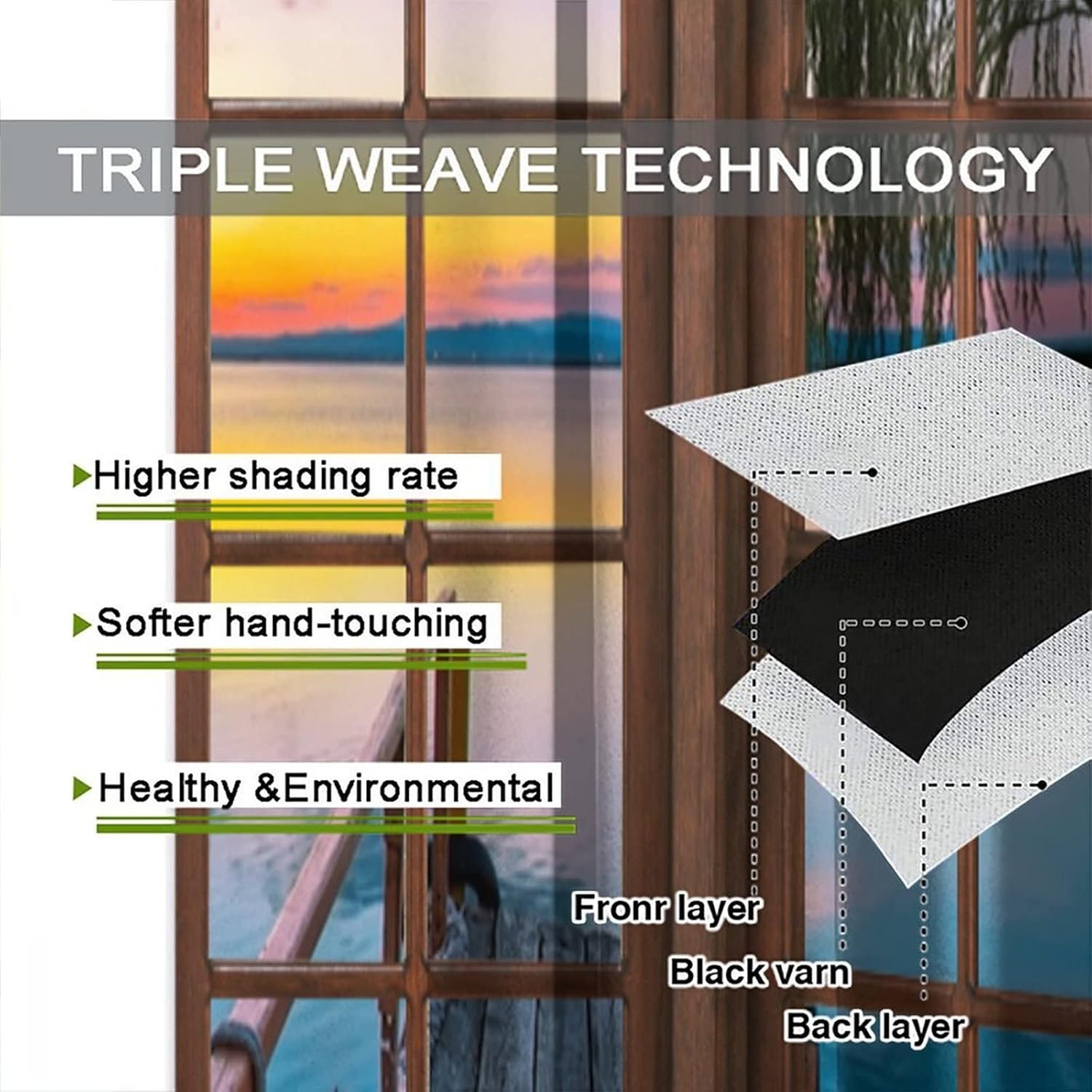 Landscape Curtains,Natural Scenery Rustic Window Curtains,Forest Lake Sunset Print Bedroom Living Room Home Decoration 42x45 Inch