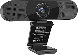 eMeet 1080P Webcam - C980PRO Webcam mit Mikrofon und Lautsprecher, Full HD Webcam, 90 ° Sichtfeld, Automatische Lichtkorre...
