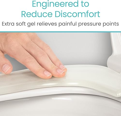 Miniatura 12 de Vive Funda de cojín de gel para asiento de inodoro, cojín elevado acolchado para sillas alargadas, estándar y cómodas, calentador de asiento, Azul