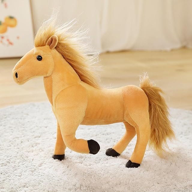 Champracer Peluche de caballo de 32 cm, realista de pie, juguete de peluche
