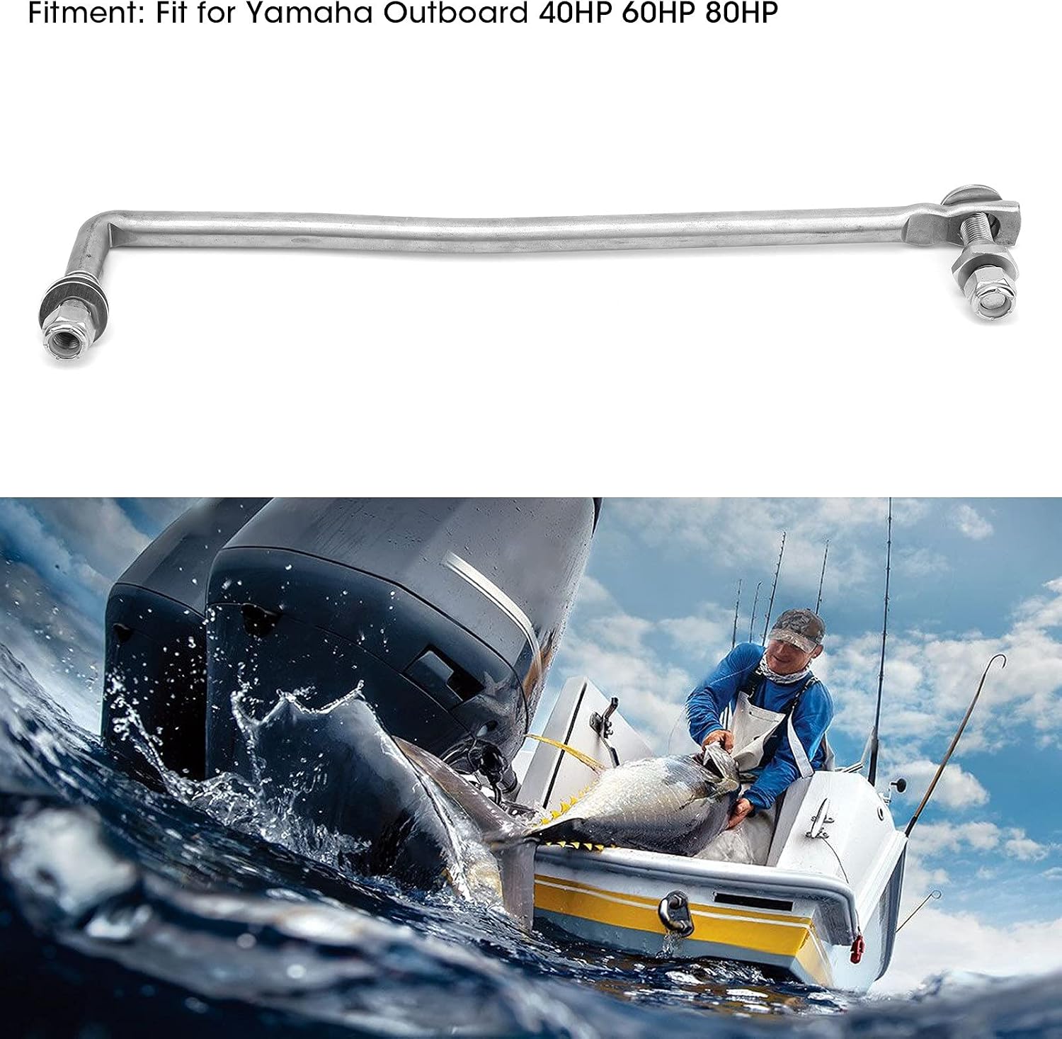 12.2in Steering Rod Link 65W 61350 00 Steel Alloy Clean and Smooth Steering Arm Replacement Fit for Outboard 40 60 80