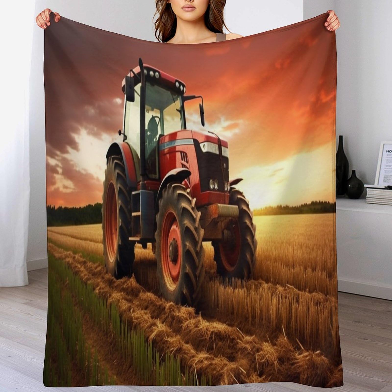 Couvertures en flannel tracteur chaudes et moelleuses pour canapé et lit