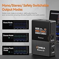 Vista 5 de Micrófono lavalier inalámbrico COMICA BoomX-D2 para iPhone, cámara Android, sistema de micrófono de solapa dual con 2 transmisores, rango estable