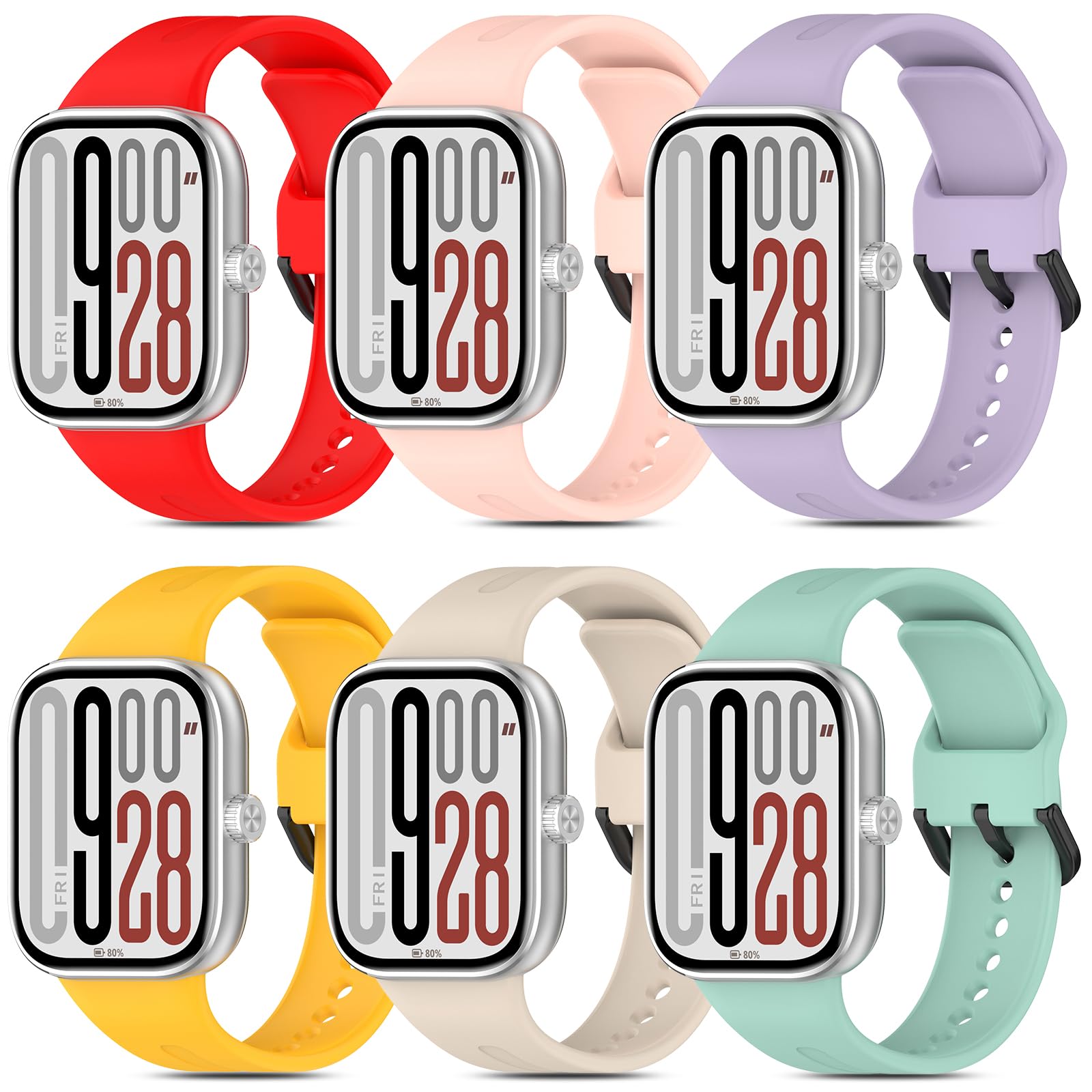 BDIG 6 Piezas correas de reloj para Xiaomi Redmi Watch 6/5/4/Xiaomi Mi Band 10 Pro/9 Pro/8 Pro Hombres Mujeres,Correas de repuesto compatibles con Redmi Watch 4/Xiaomi Mi Band 8 Pro