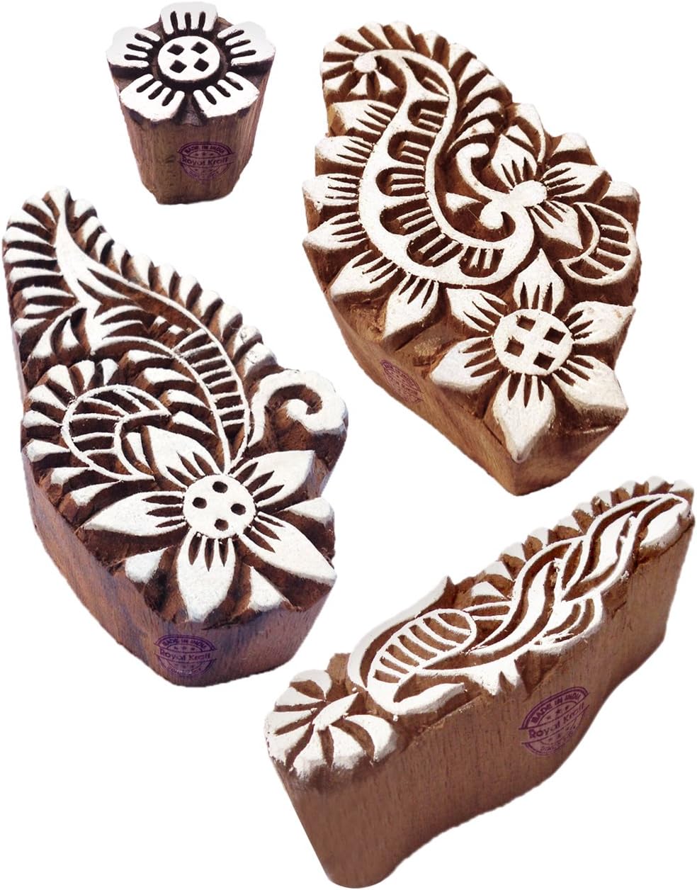 Urban Shapes Floral and Finger Wood Block Print Stamps (Set of 4) Htag1759
