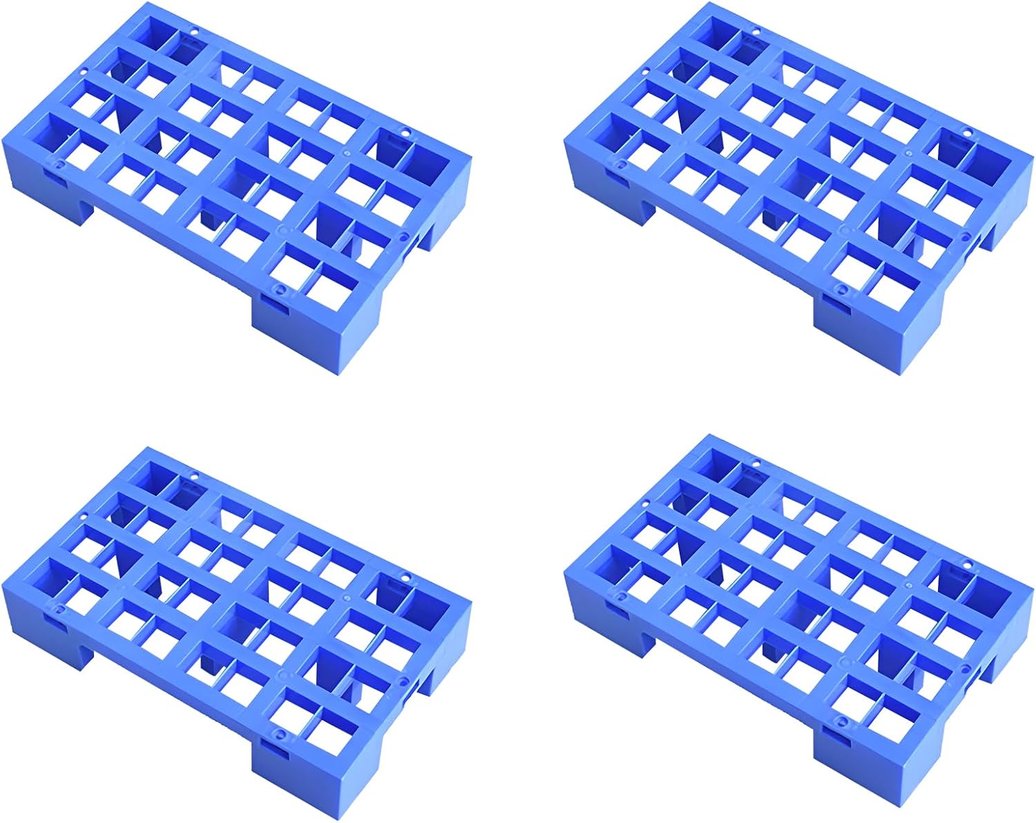 Plastic Pallet, Lightweight Moisture Resistant Waterproof Floor Pallet for Indoor and Outdoor, Garage, Kitchen, Basement (Checked 4 pcs, 11.8 * 19.6 * 3.5in)