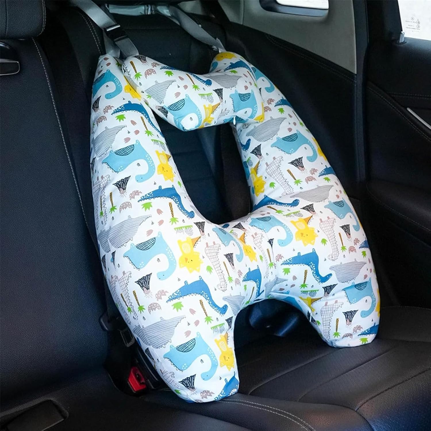 Car Seat Belt Pillow Travel Pillow for Car Seat Belt Adjuster for Child Headrest Sleeping Neck Shoulder Support Cushion Pad (Gray (2Pcs), 68-54-8cm)