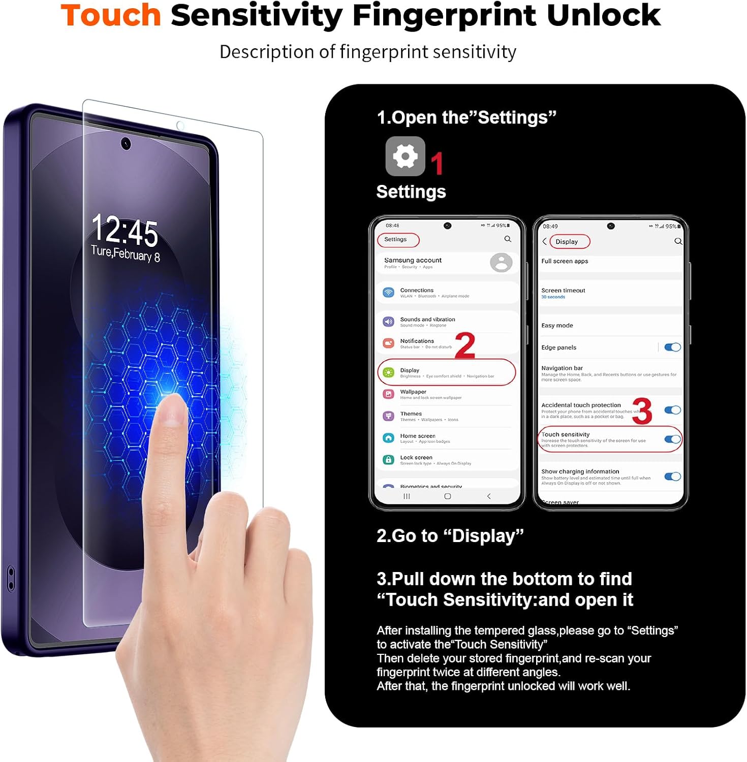 SUPFINE Magnetic for Samsung Galaxy S25 Ultra Case with Screen Protector, (Built-in Magnets) (Military Grade Drop Protection) Slim Translucent Shockproof Phone Case,Dark Purple