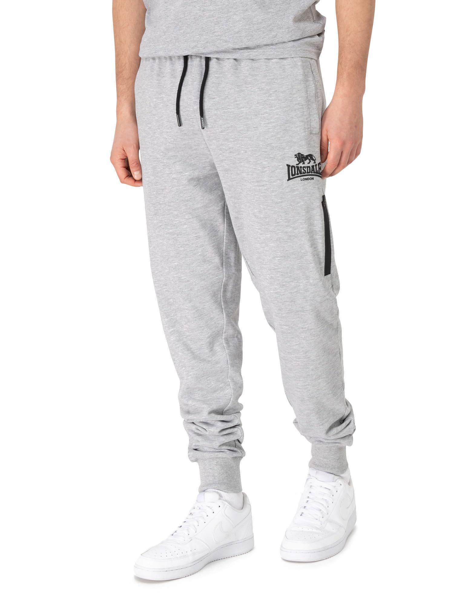 Lonsdale Grinstead Men's Jogging Bottoms, Regular Fit, Marl Grey/Black, 3XL