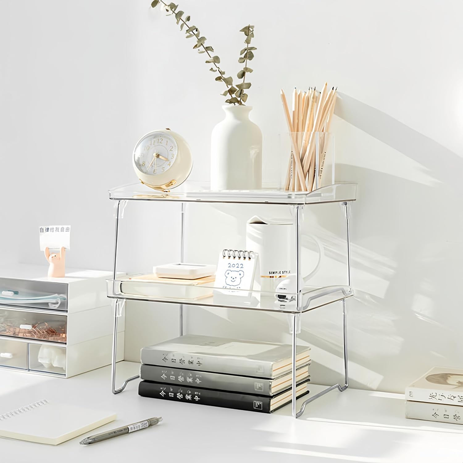 Ceramoon Pack of 2 Foldable Acrylic Storage Shelf Organizer