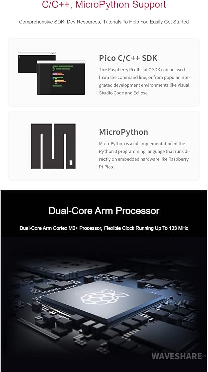 Raspberry Pi Pico H متحكم صغير الحجم سريع الحجم ، بناءً على معالج RP2040 ثنائي النواة ذي النواة الرسمية ، دالة دبوس قابلة للتكوين