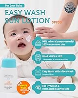Vista 2 de GOONGBE Baby Easy Wash Sun Lotion SPF 30 - Korean Moisturizing Zinc Oxide Mineral Sunscreen for Babies and Kids - Washes Off Easily - Vegan