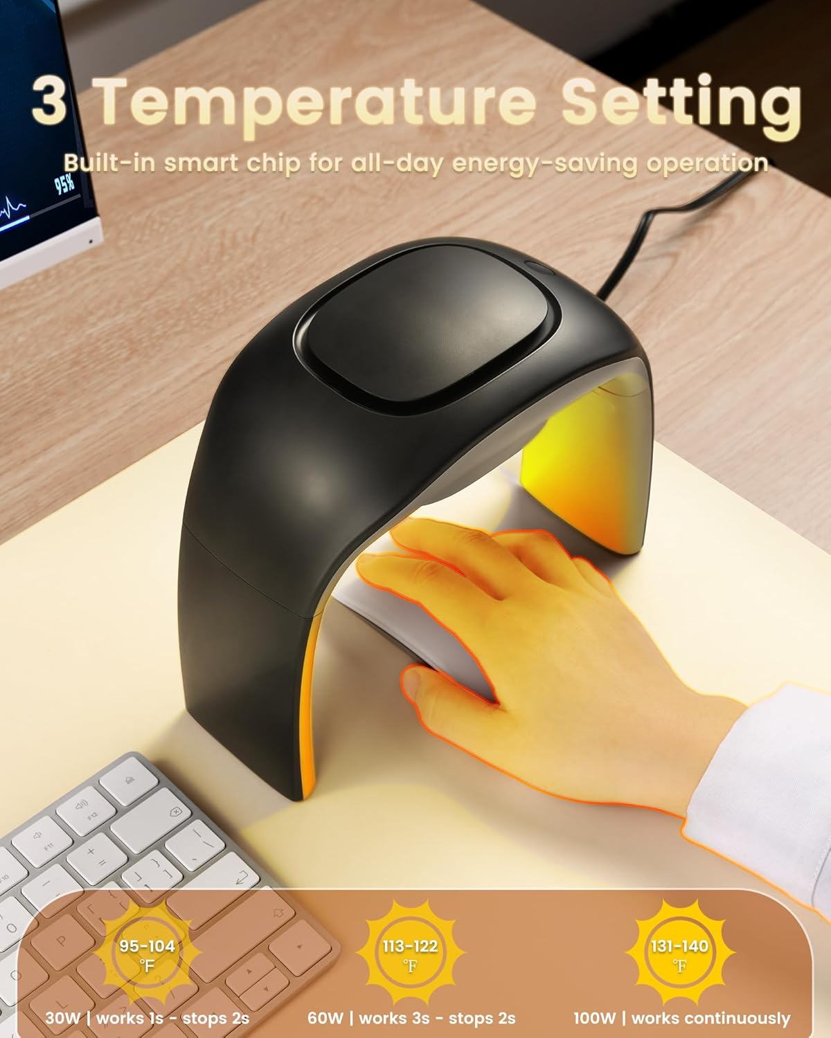 100W Heated Mouse Pad Hand Warmer for Office Home Desktop Use, 2025 Heated Mouse Pad Indoor Space Heater 3 Temperature 20dB Quiet PTC Fast Heating Energy Saving Foldable