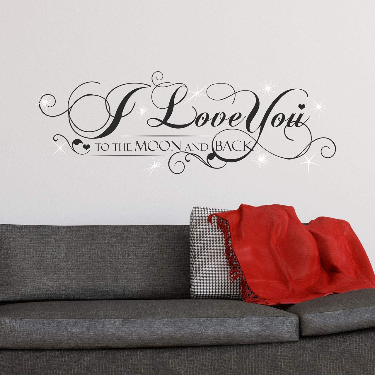 Walplus Swarovski Crystals and I love You Quote Wall Stickers, Multi-Colour, 90 x 30 x 0.5 cm - Image 4