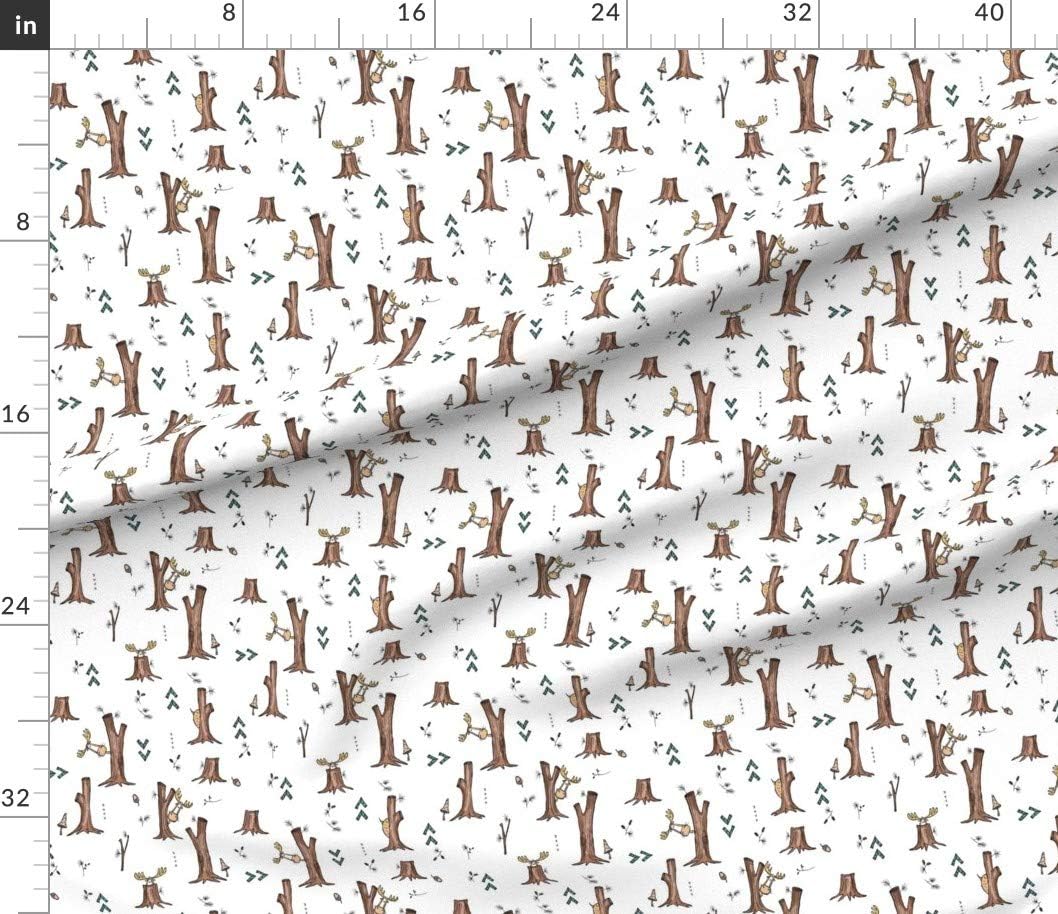 Spoonflower Fabric - Moose Adventure Tree Arrow Mushroom Winter Woodland Printed on Petal Signature Cotton Fabric by The Yard - Sewing Quilting Apparel Crafts Decor