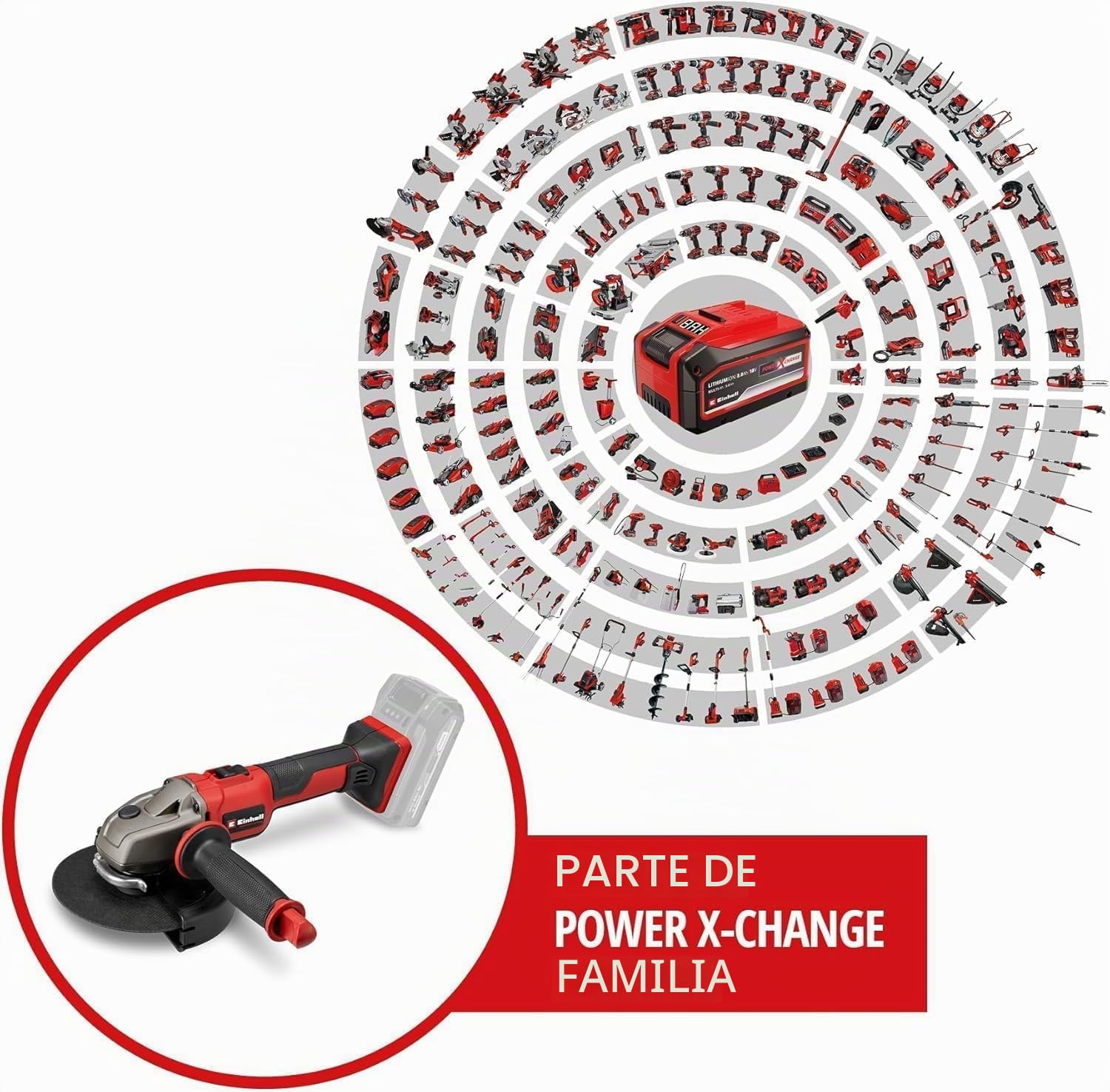 Einhell Professional Amoladora angular con batería AXXIO 18/150 Power X-Change (18 V, 700 W, 150 mm diámetro de disco, 40 mm profundidad de corte, Brushless, arranquue suave, incl. disco, sin batería) | PXC | 18V | 700W | Ø 150mm | Profundidad de corte 40