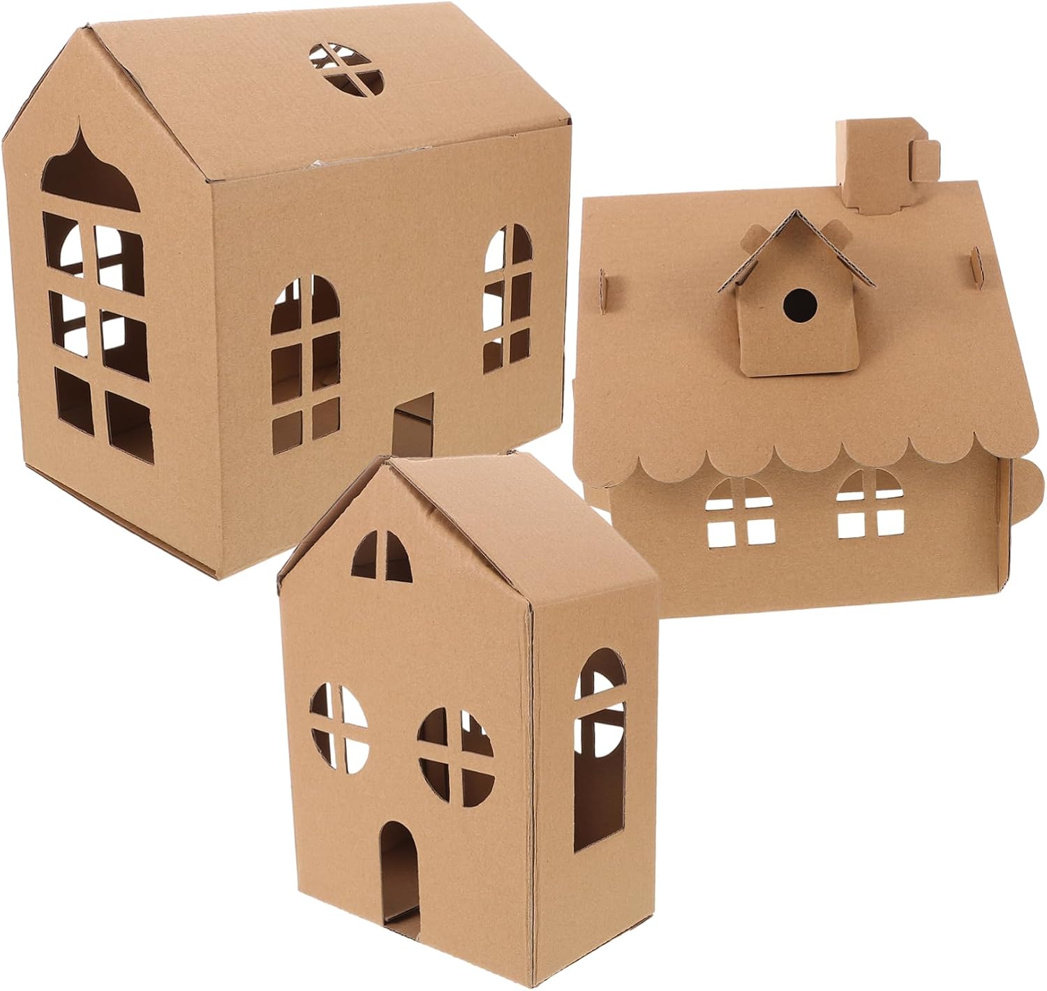 Operitacx 3pcs Miniature Cardboard House for DIY Models for Artistic Exploration Creative Design and Skill Development for Family Bonding and Travel Activities