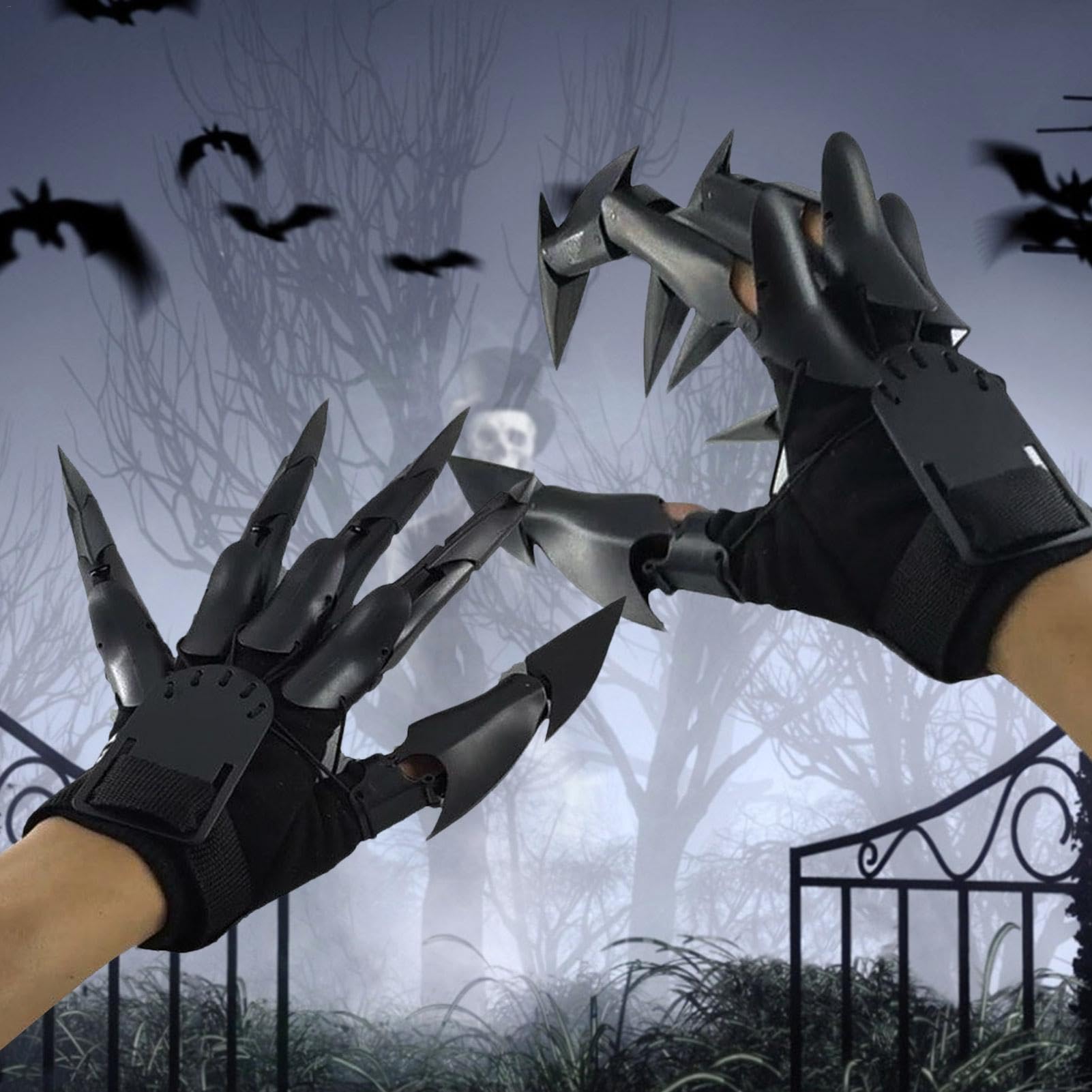 Amazon | ハロウィン指関節 ? 怖いスケルトンハンドグローブ、魔女の指