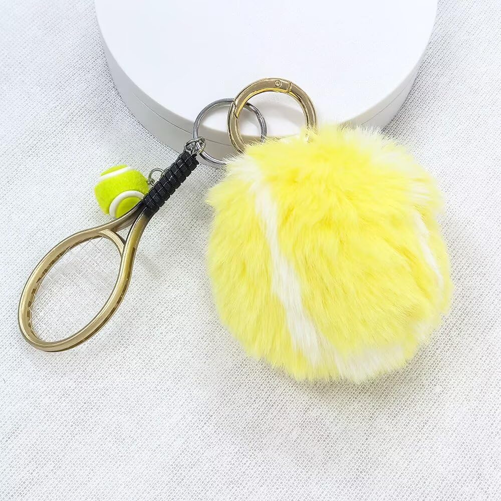 Tennis Ball Pom‑Pom Keychain for Women Men image 3