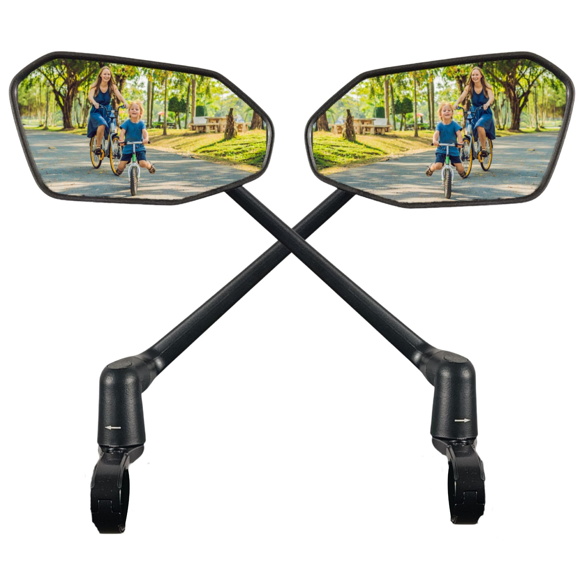 REEZER RS3 - Espejo retrovisor para bicicleta eléctrica - Espejo retrovisor para patinete eléctrico - De vidrio y plegable - Para manillar de 22 a 25,4 mm - PAR (IZQUIERDO + DERECHO)