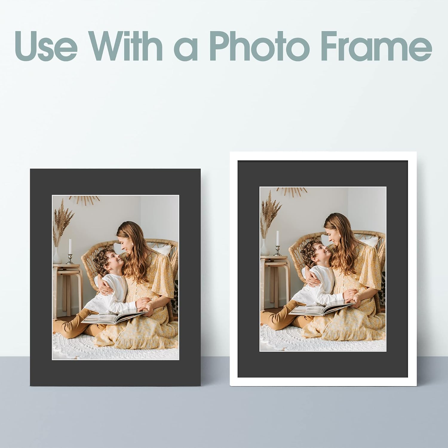 Golden State Art, Acid Free, Pack of 10 Black Pre-Cut 11x14 Picture Mat for 8.5x11 Photo with White Core High Premier Bevel Cut Mattes