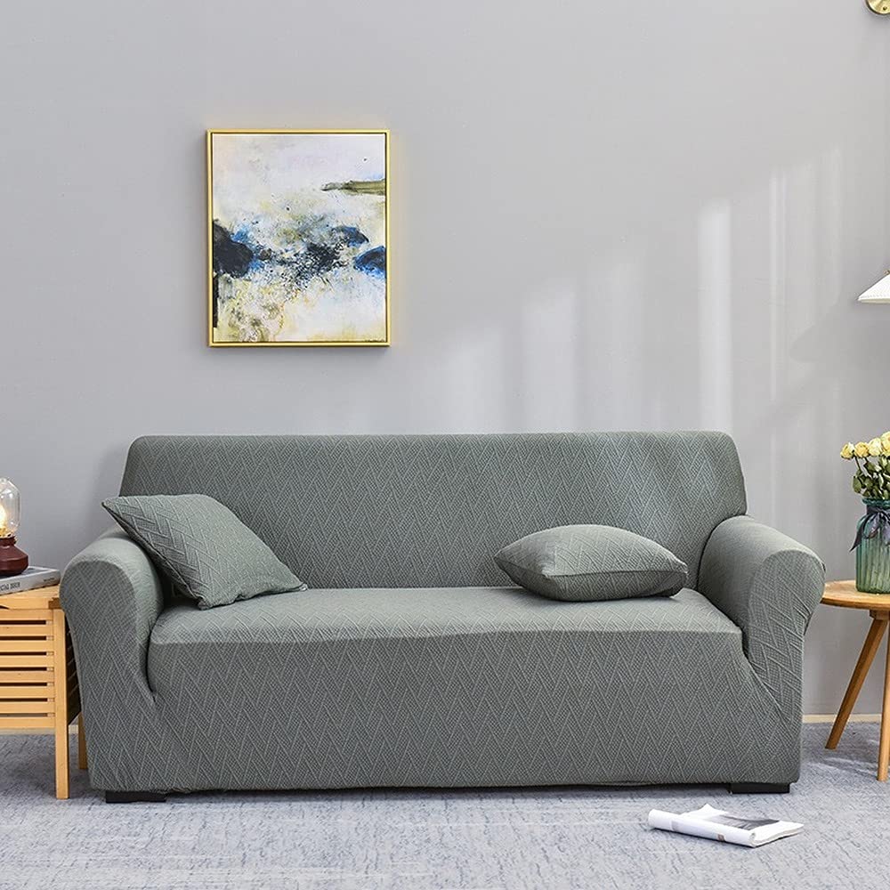 Housses de canapé Jacquard tricotées haut de gamme extensibles gris foncé