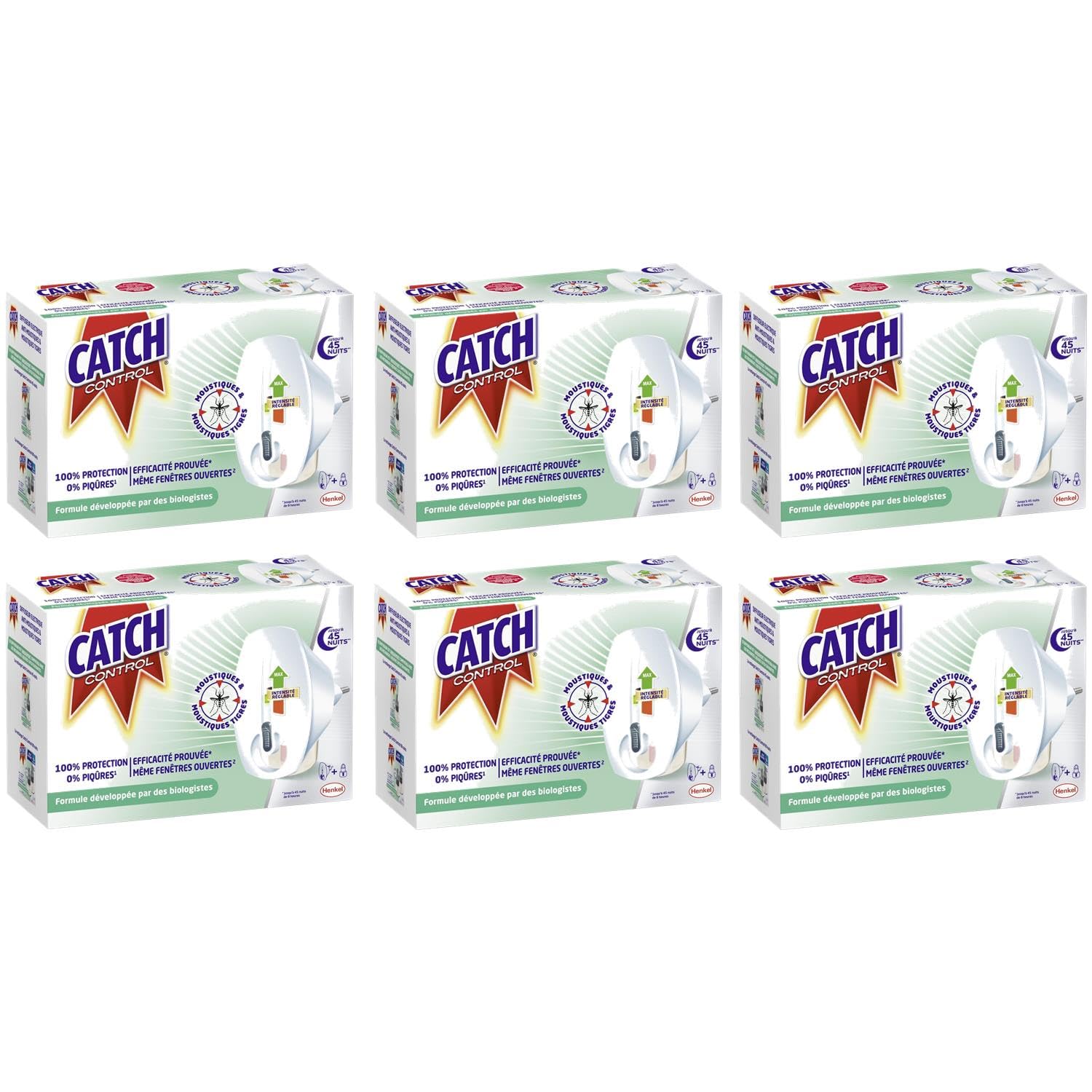 CATCH CONTROL Lot de 6 Diffuseurs Electriques Réglables Répulsif 45 nuits
