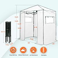 Vista 3 de EAGLE PEAK - Invernadero instantáneo emergente, para plantas de interior y exterior, con puertas con cremallera enrollables y ventanas laterales