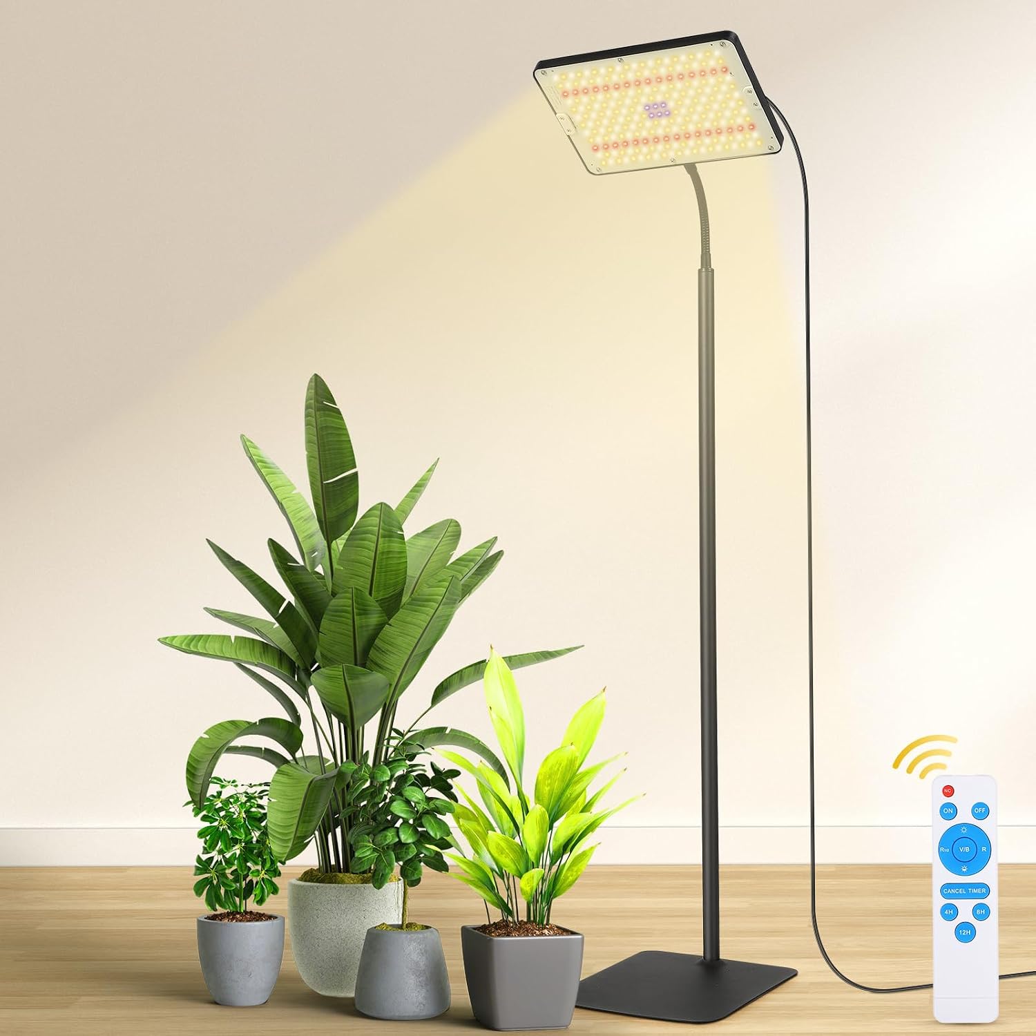 Plant Lamp LED Full Spectrum Plant Light Plant Light 3 Colours Grow Light with Timer 4/8/12H 10 Dimmable Levels 50 cm  125 cm Height Adjustable for Large Plants or Seeds [Energy Class F]
