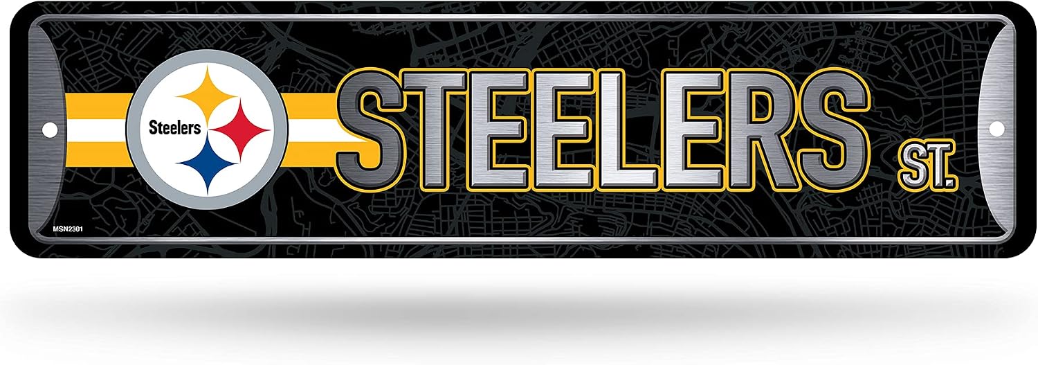 Rico Industries NFL Metal Street Sign Metal Street Sign 4" x 15" Home Décor - Bedroom - Office - Man Cave