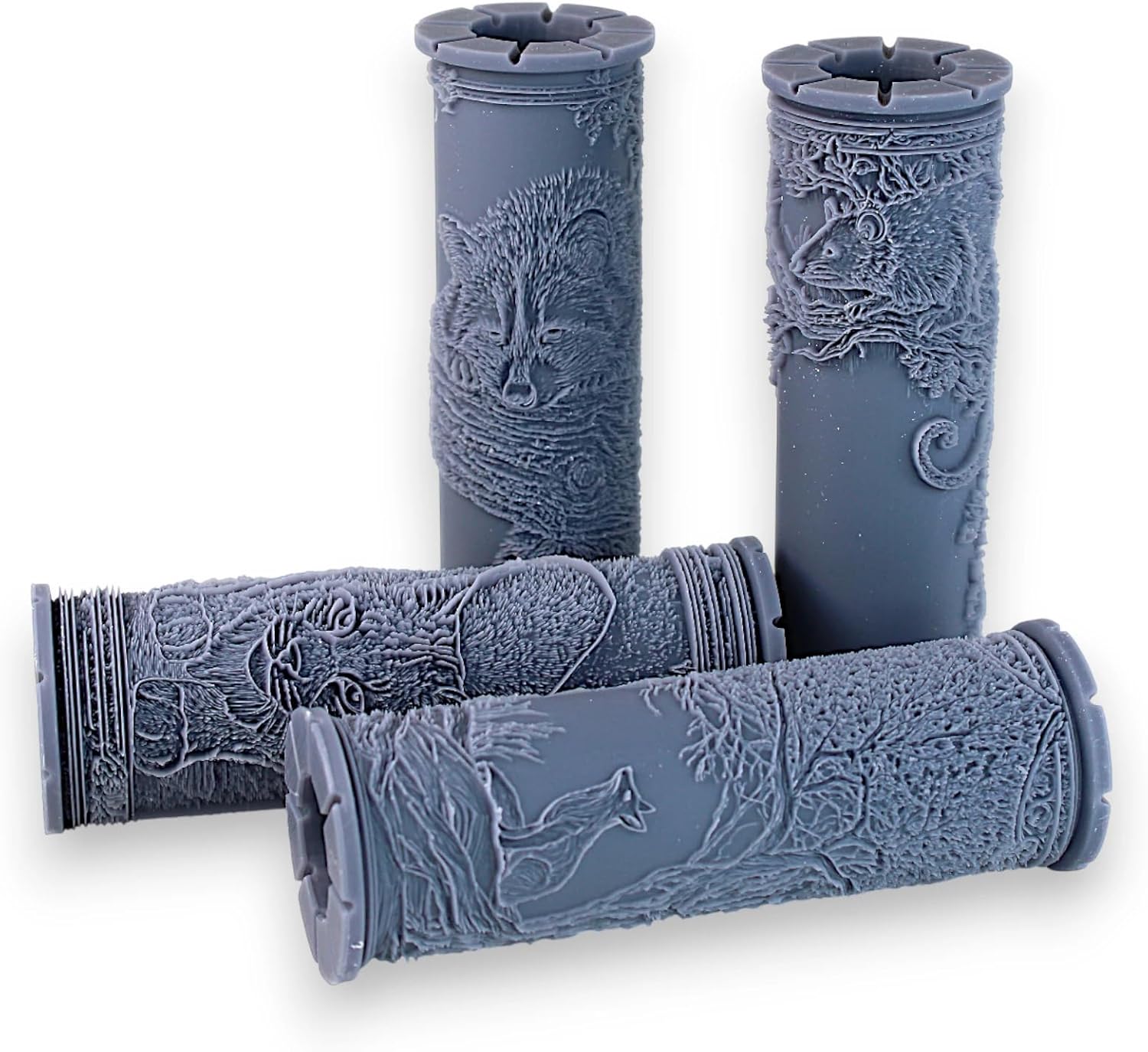 Woodland Life Collection 4-Pack Clay Texture Rollers (4") - Forest Set #01 - Embossing Pattern Rollers for Polymer & Ceramic Clay, Pottery & Crafts