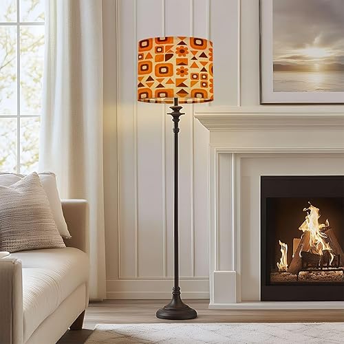 Miniatura 8 de Lamp Shades Mid Century Modern Retro Orange Brown Geometric 70s Style Shapes Lampshades set of 2 Light Shade for Table Lamps Pendant Light Floor