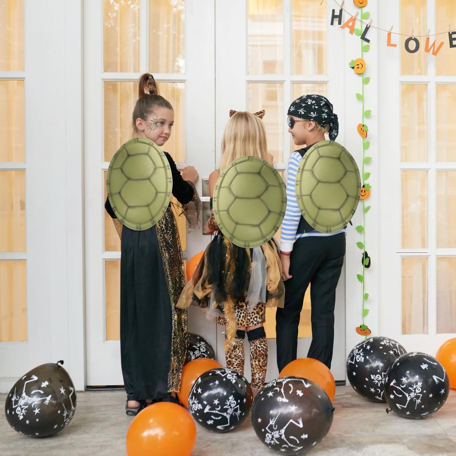 SAFIGLE 4pcs Turtle Shell Props：Wearable Eva Turtle Shell Costume for Kids Dark Green Cosplay Accessory for Halloween Parties and Dress up Events