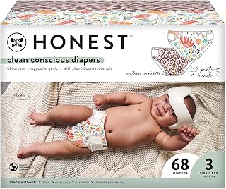 The Honest Company Clean Conscious Diapers | Plant-Based, Sustainable | Wild Thang + Flower Power | Club Box, Size 3 (16-2...