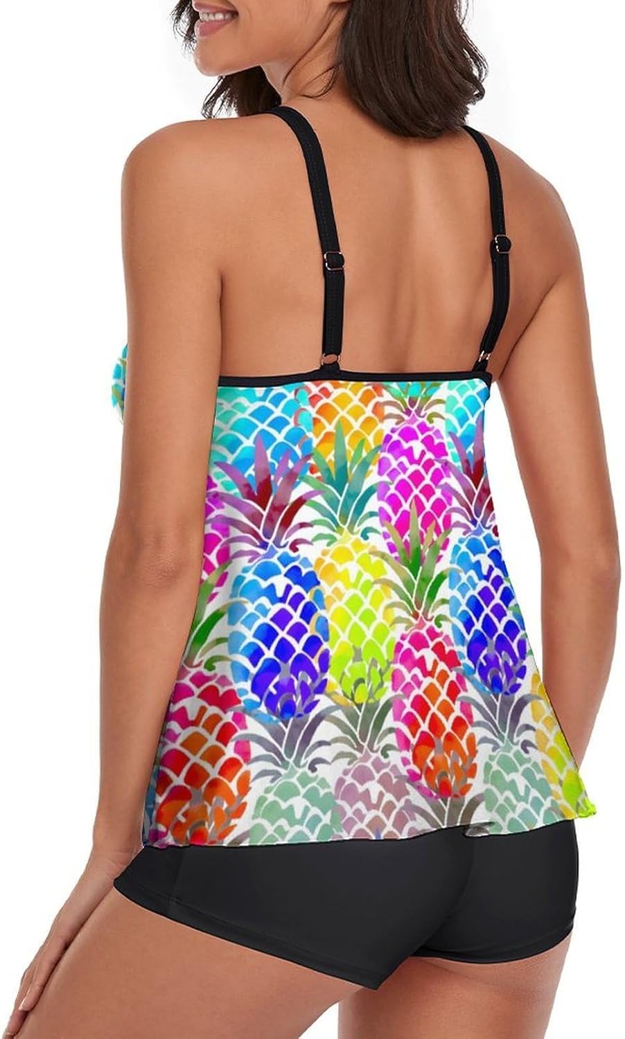 Tankini Swimsuit Set for Women, Tummy Control Loose Fit Tank Top with Shorts for Vacation
