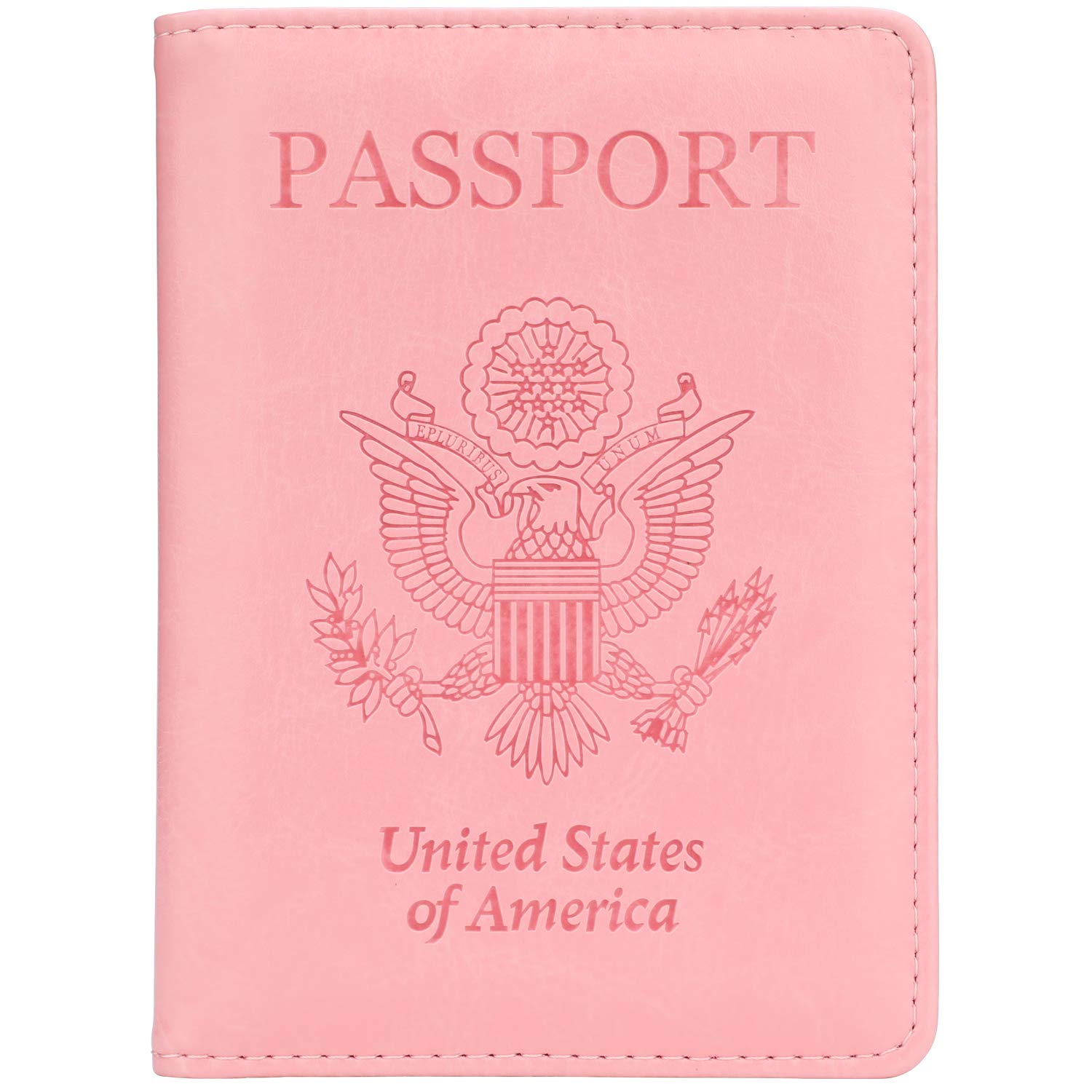GDTK Leather Passport Holder Cover Case RFID Blocking Travel Wallet (Light Pink)