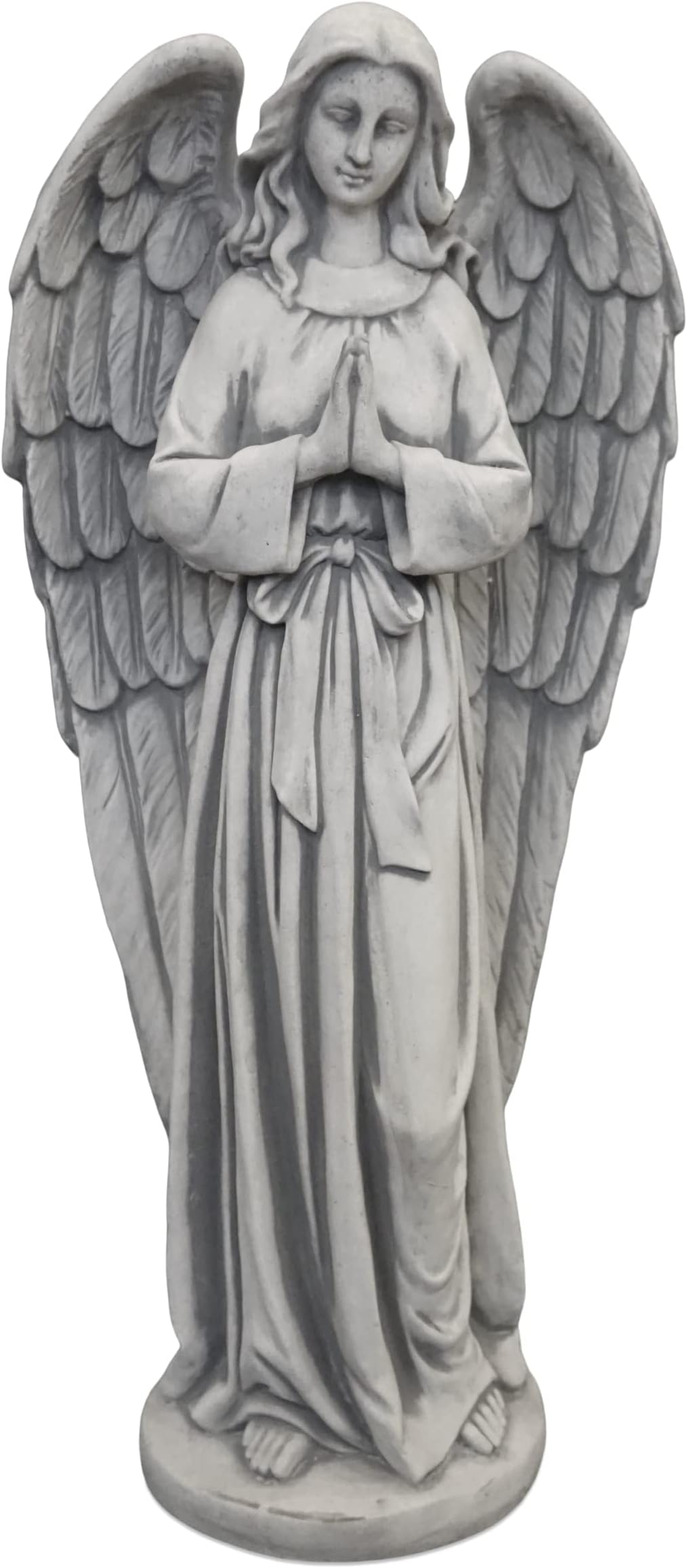 Engel Figur Mit Teddy Aus Steinguss – Gartenfigur Für Draußen, Frostsicher (34 Cm Hoch, 13 Kg)