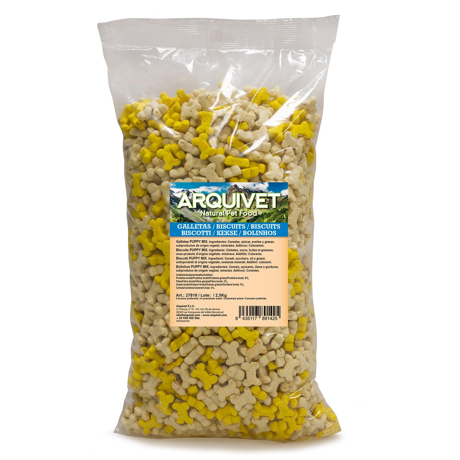 Arquivet Puppy Mix Galletas para Perros, Adecuado como Snack o Recompensas, 2.5 Kg