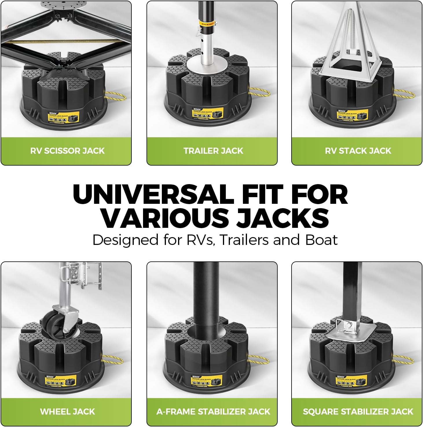 RVMATE 6“H Trailer Jack Block, RV Leveling Blocks