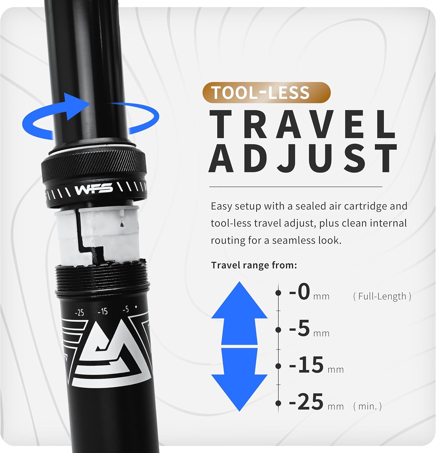 WFS Ormond Travel Adjust Internal Routing 27.2mm Dropper Post Kit w/ Remote Lever and Cable, 7075-T651 Aluminum Alloy Seatpost for Mountain Bike, Road Bikes, MTB, Black