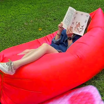Inflatable Lounger Air Sofa, Waterproof Inflatable Sun Lounger, Portable Lazy Air Sofa Bed with Carry Bag, Inflatables Lounger for Adults, Lounger Lazy for Swim,Camping,Beach,Hiking,Park,Pool (Black)