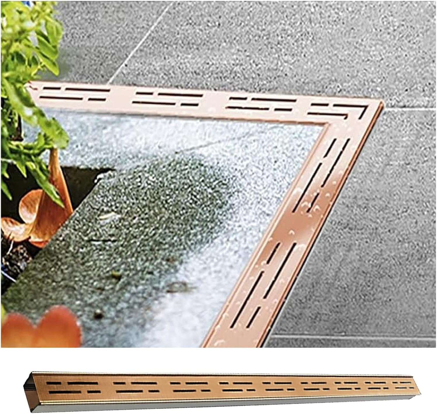 はいすいグリル 金色銀色金属雨水排出通路、3.3 4.9 6.6フィートFT 304ステンレス排水格子、花園/プール/歩道/車庫の溝