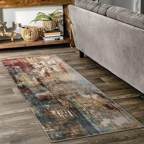 Miniatura 44 de Lahome - Tapete moderno abstracto, 8 x 10 pies, para sala, lavable, resistente a manchas, antideslizante, grande, rojo, suave, para comedor, mesa,