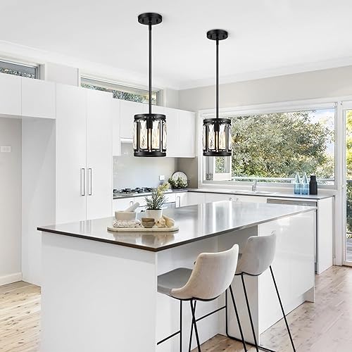 Miniatura 6 de Lámpara colgante de cristal negro mate, lámpara de techo moderna para isla de cocina, lámpara de techo moderna para sala de estar