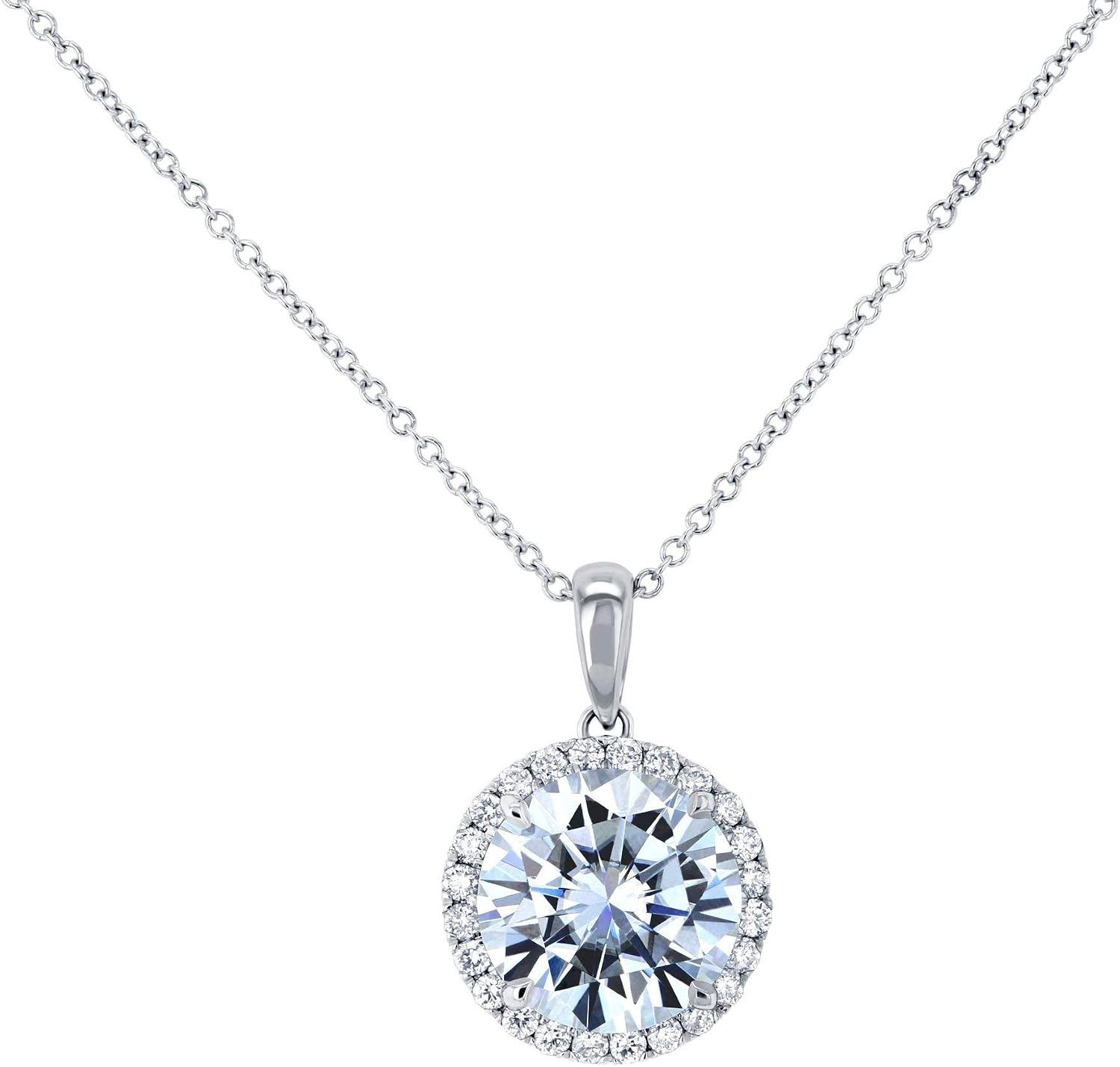 Kobelli Moissanite and Lab Diamond Halo Necklace