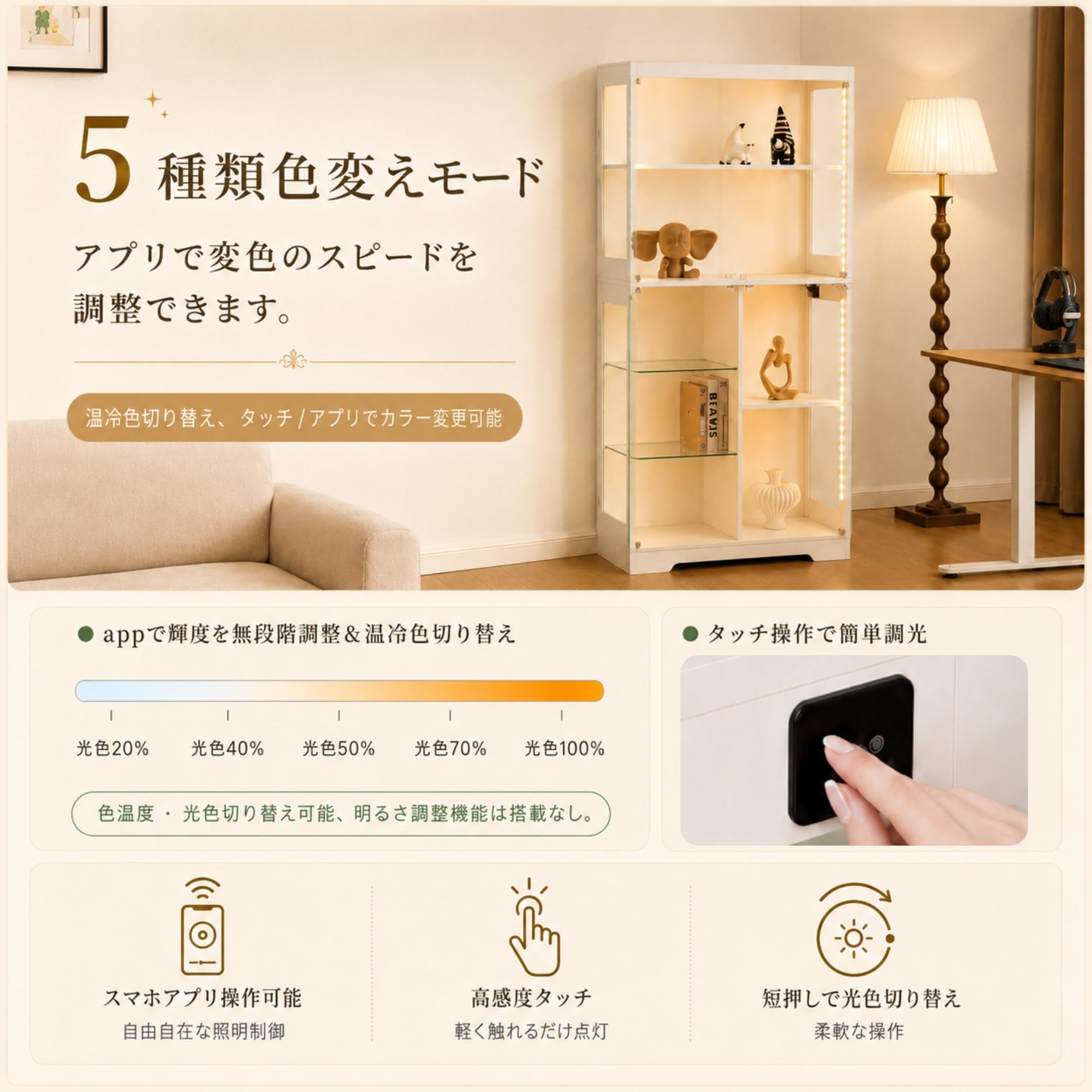 Amazon｜コレクションケース ディスプレイキャビネット 三面ガラス 7色